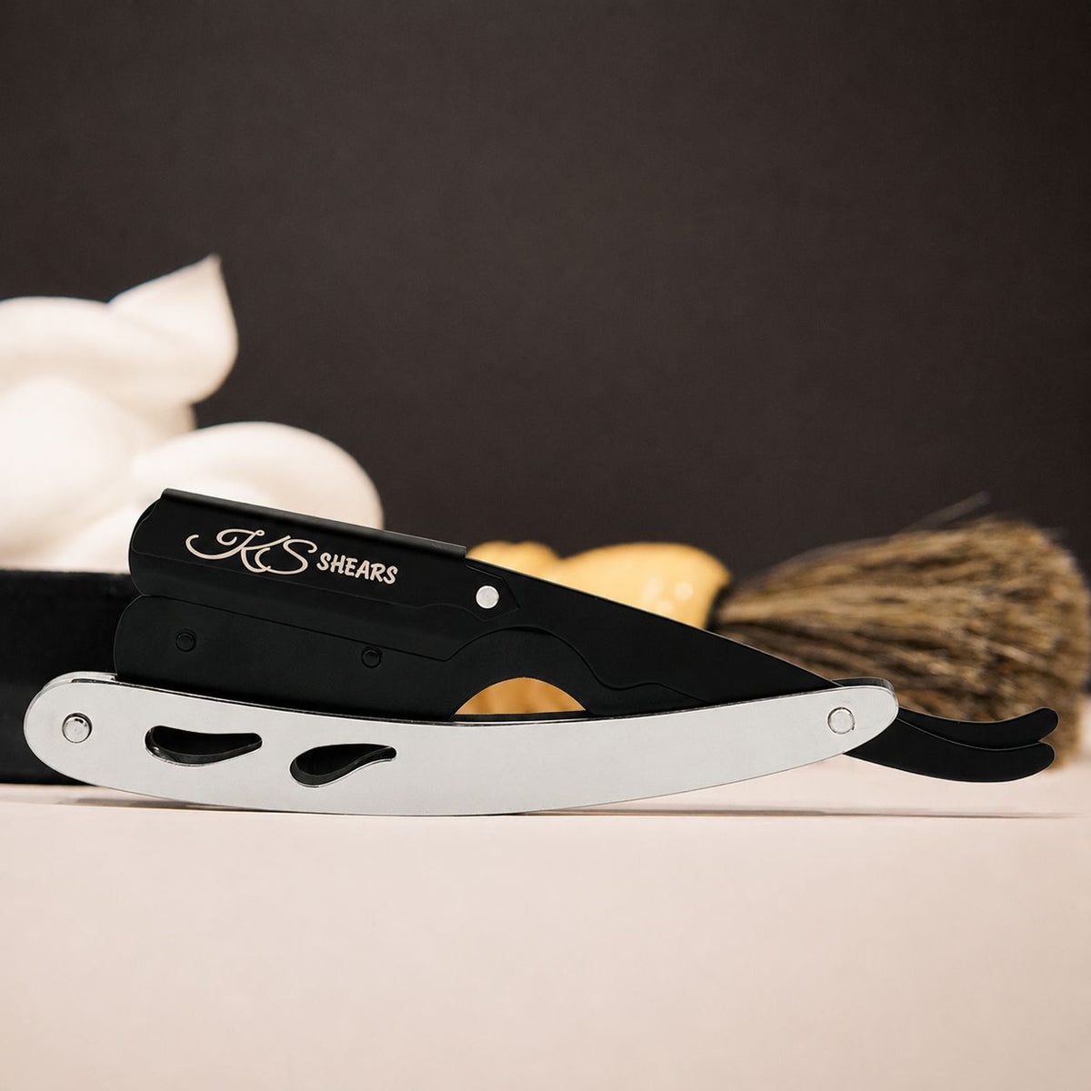 Barber Razor - Straight Edge Razor - Black Coated - Polish Handle