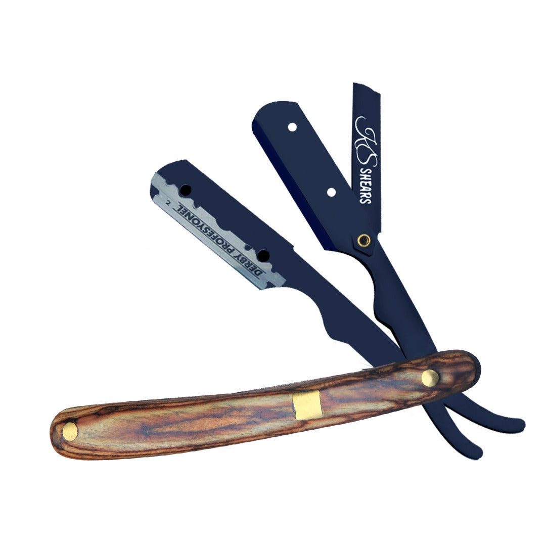 Professional Antique Designed Edge Razor - Wooden Handle Black - Stainless Steel Edge