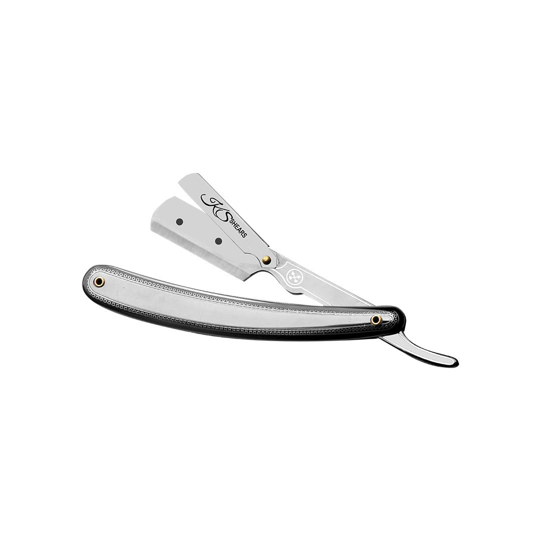 Professional Straight Edge Razor - Designed Plastic Handle - Black Grey Handle