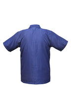 Professional Barber Jacket - Collar - Snap Button - Navy - Short Sleeve