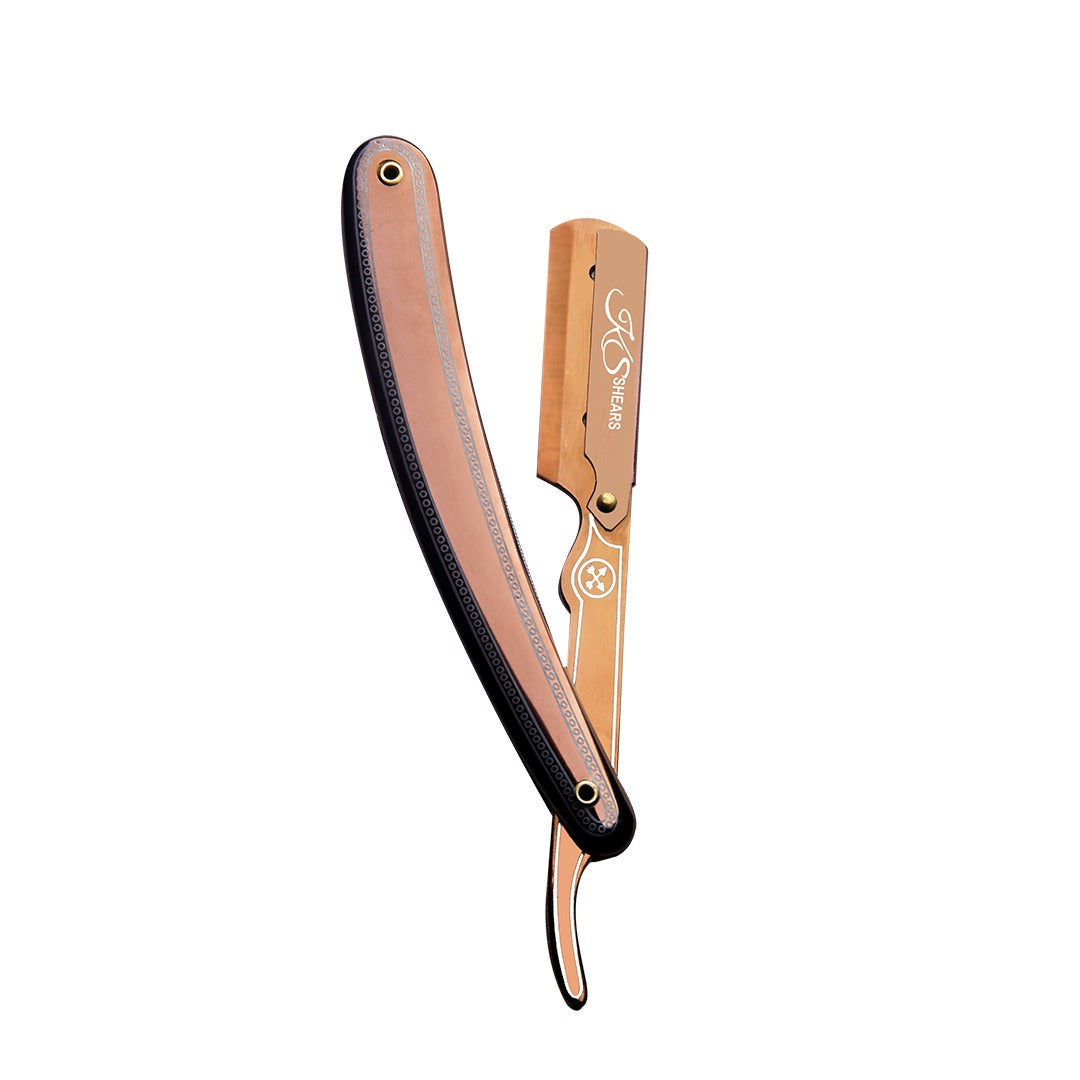 Professional Straight Edge Razor - Designed Plastic Handle - Rose Gold