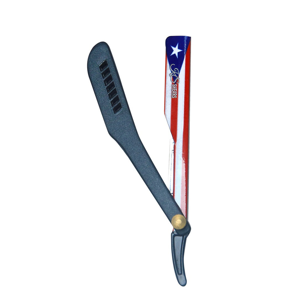 Professional Straight Edge Razor - Black Plastic Handle - Puerto Rico Stainless Steel - Adjustable Screw