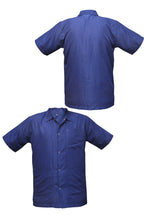 Professional Barber Jacket - Collar - Snap Button - Navy - Short Sleeve