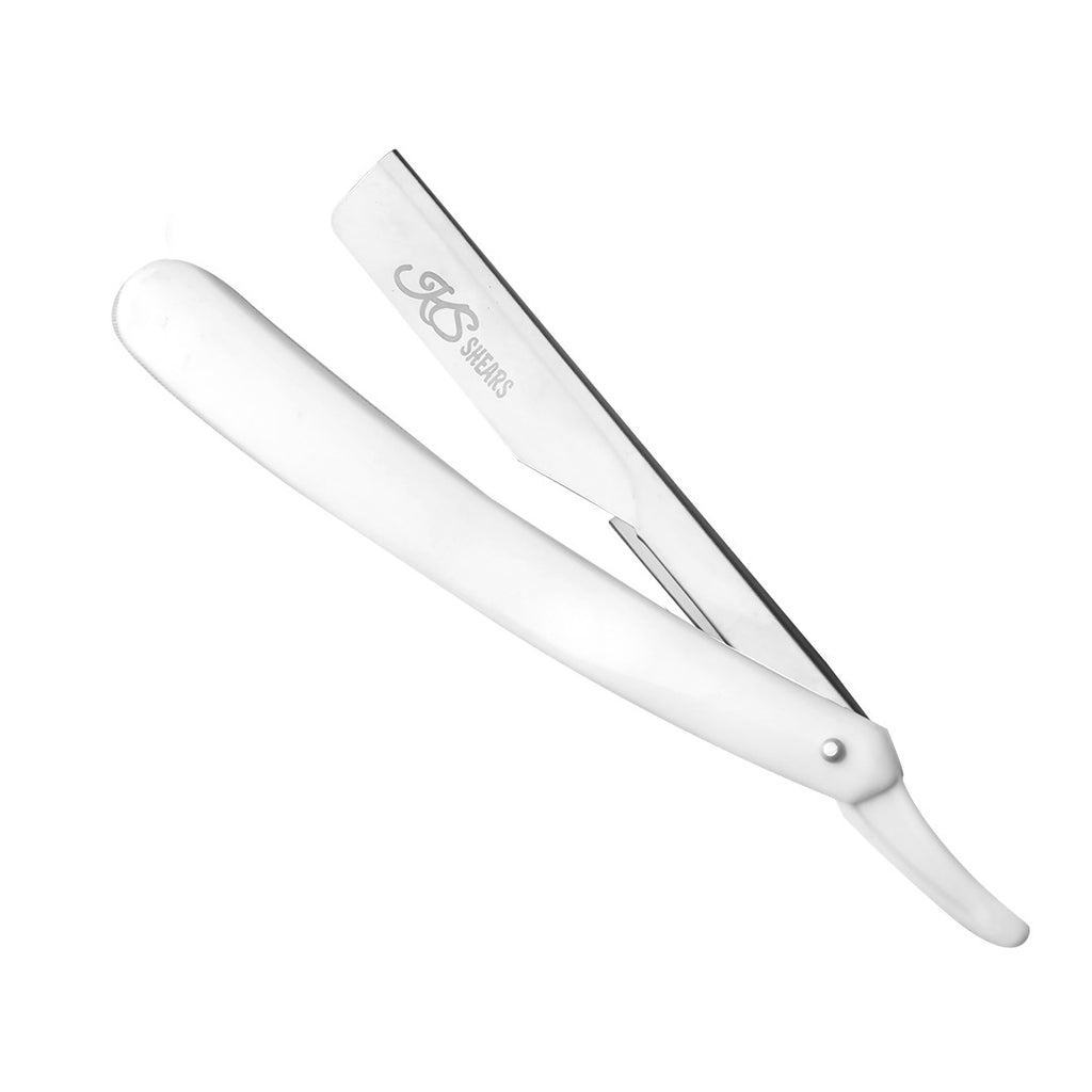 Professional Straight Edge Razor - White Plastic Handle - Sharp Edge