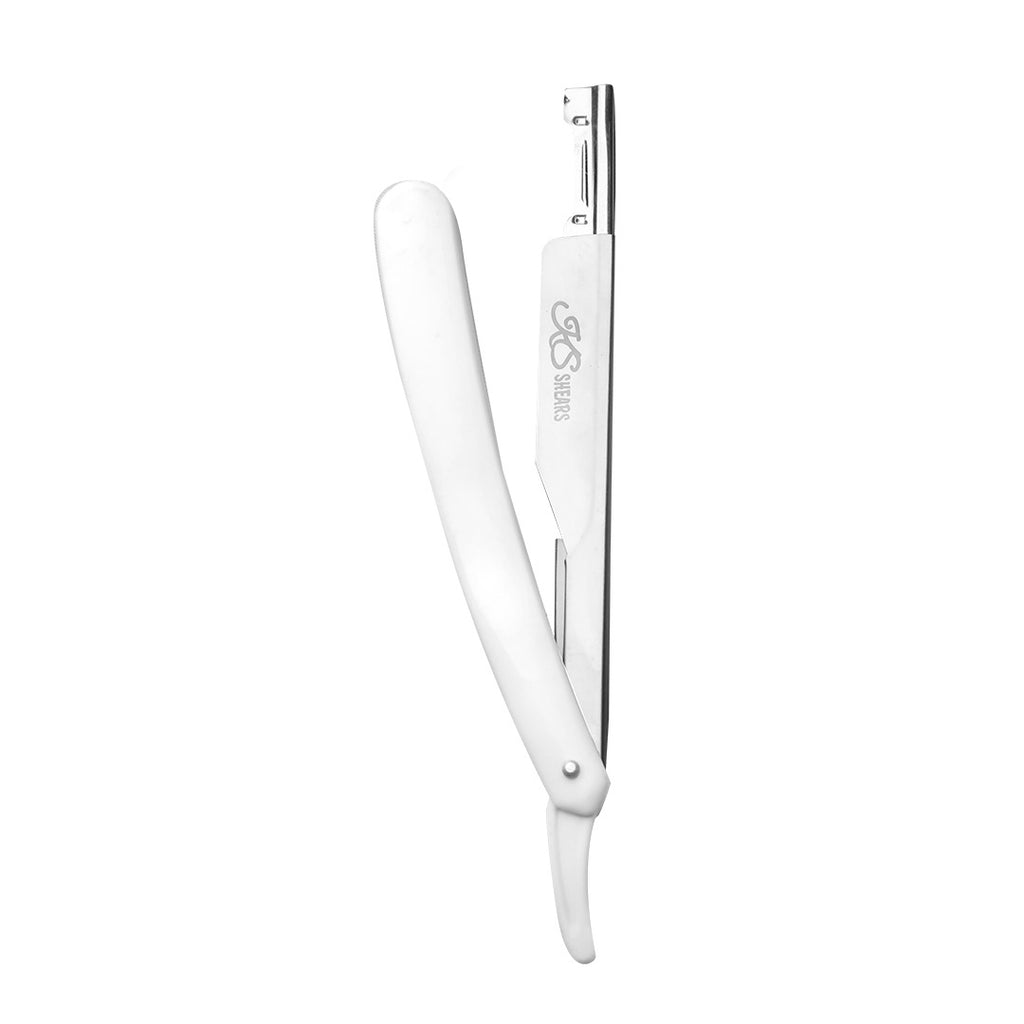 Professional Straight Edge Razor - White Plastic Handle - Sharp Edge
