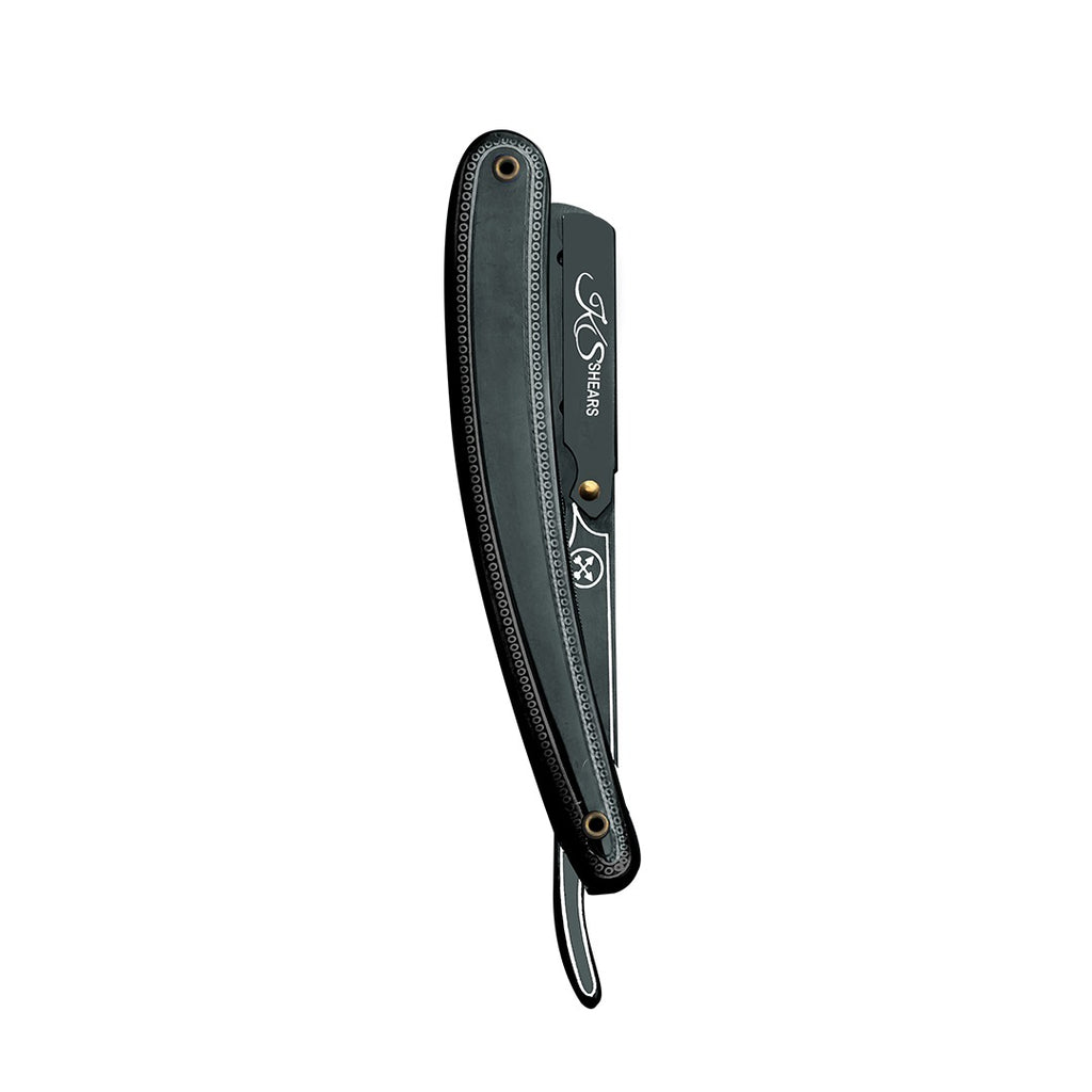 Professional Straight Edge Razor - Black Designed Plastic Handle - Men's Shaving Razor