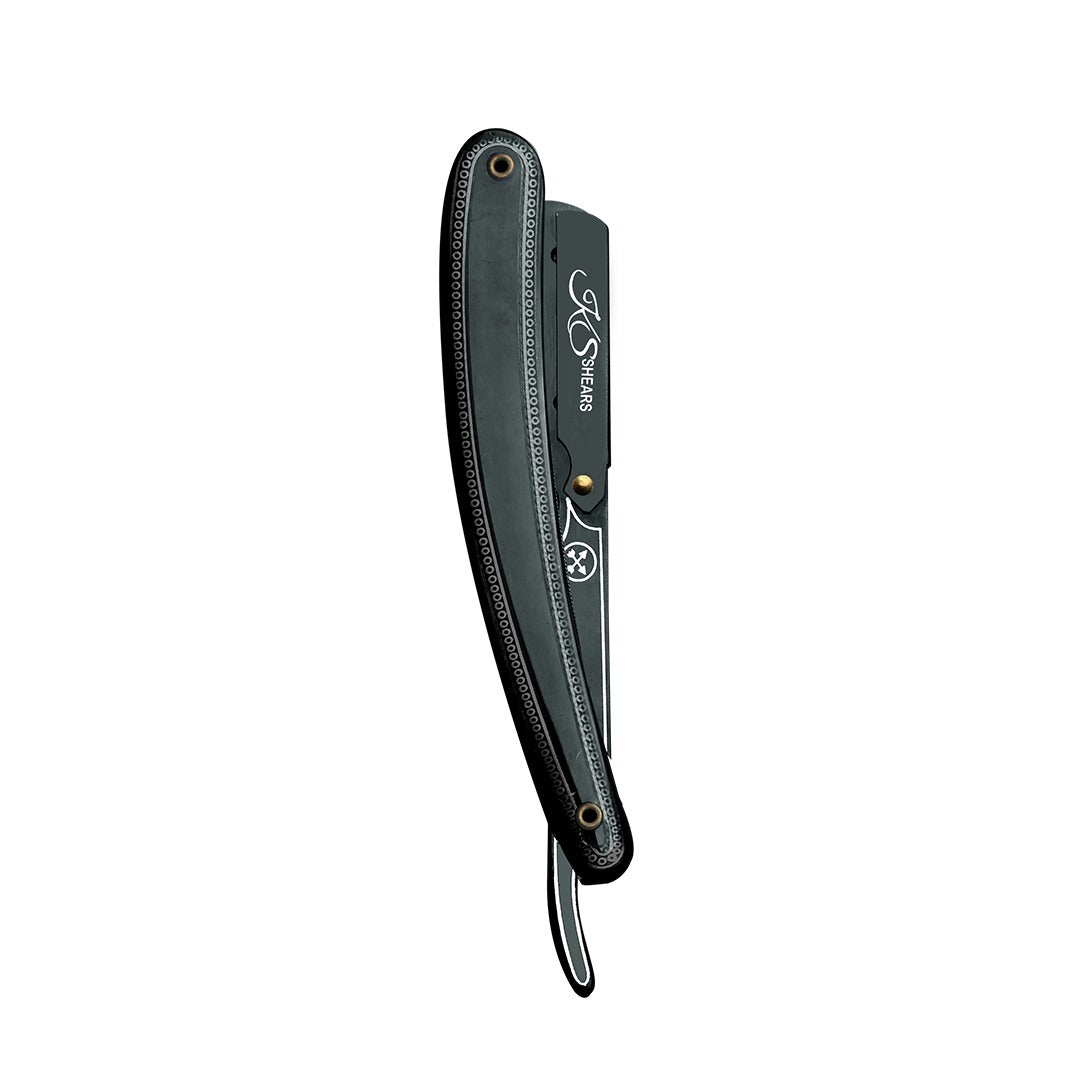 Professional Straight Edge Razor - Black Designed Plastic Handle - Men's Shaving Razor