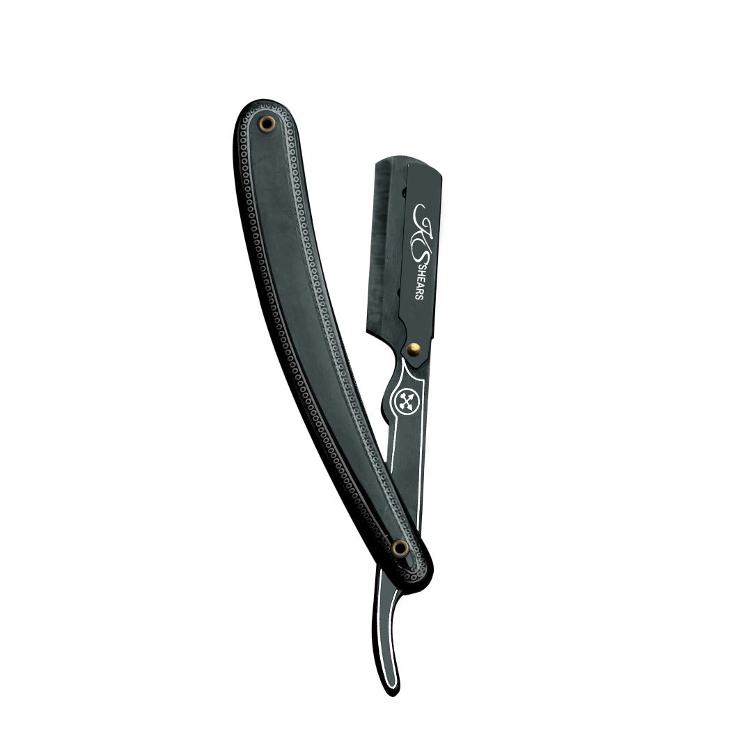 Professional Straight Edge Razor - Black Designed Plastic Handle - Men's Shaving Razor