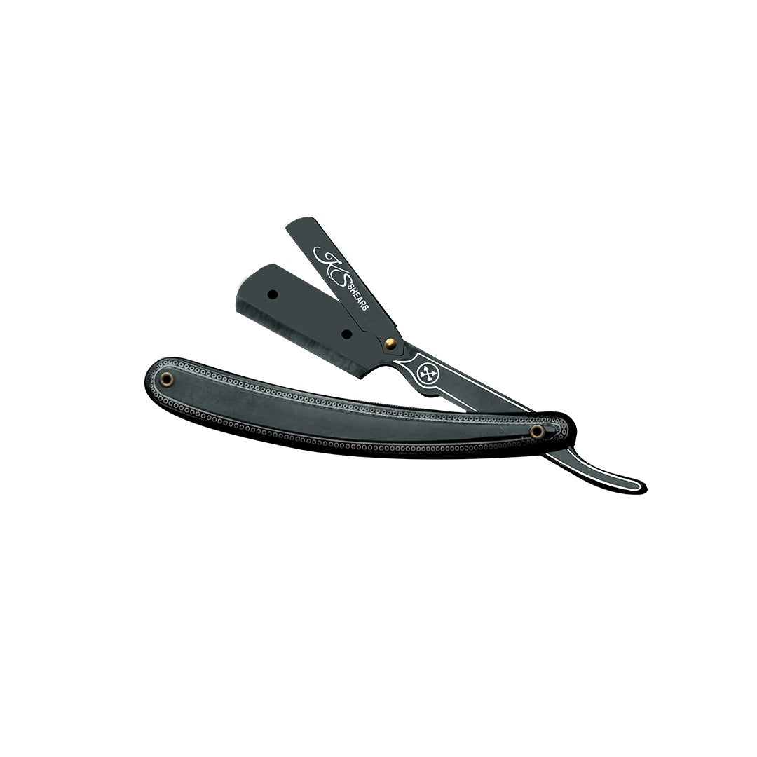 Professional Straight Edge Razor - Black Designed Plastic Handle - Men's Shaving Razor