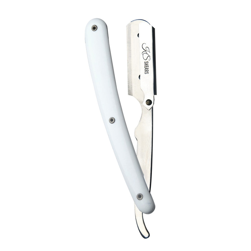 Professional Straight Edge Razor - White Handle - Stainless Steel Edge Razor
