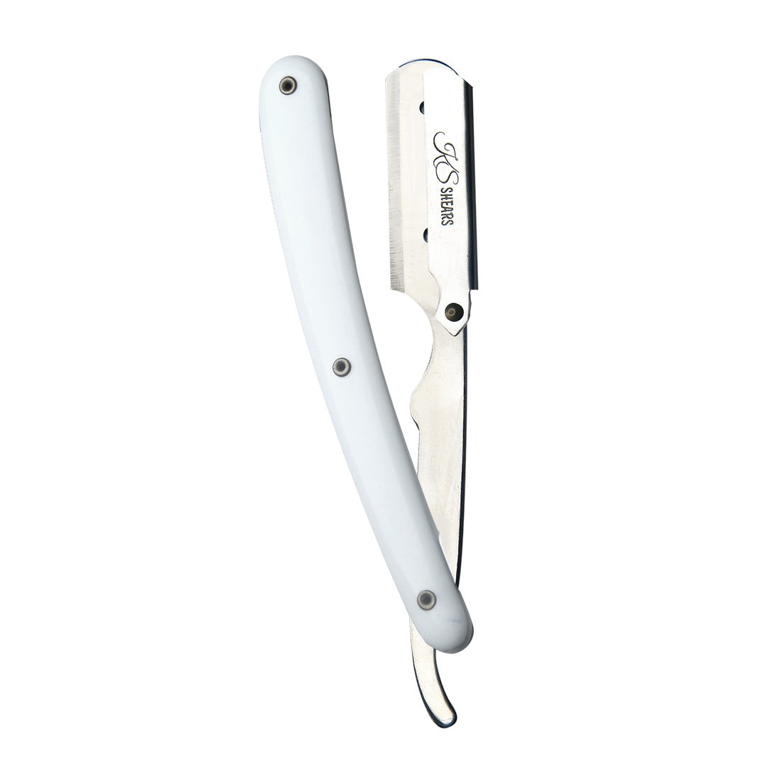 Professional Straight Edge Razor - White Handle - Stainless Steel Edge Razor