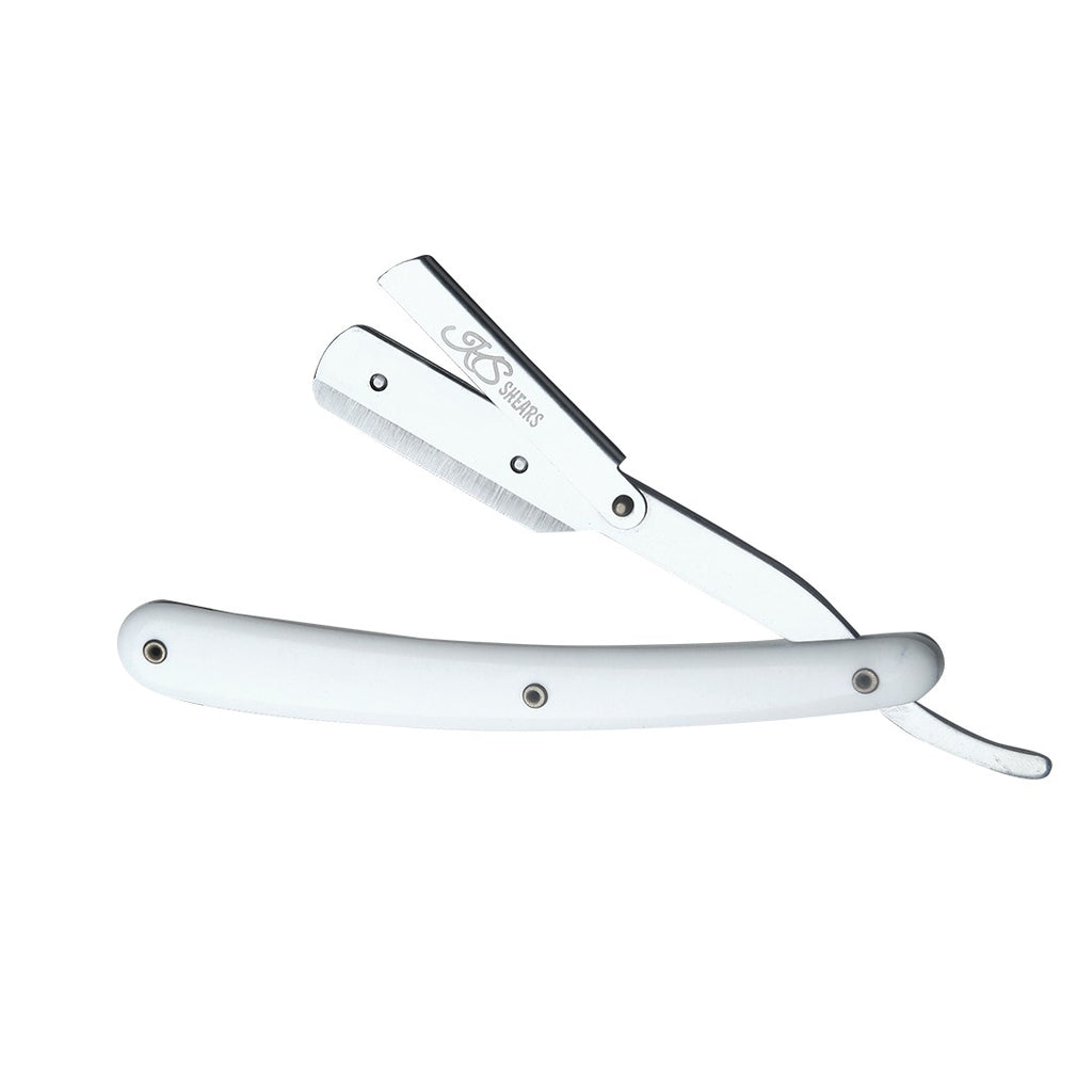 Professional Straight Edge Razor - White Handle - Stainless Steel Edge Razor
