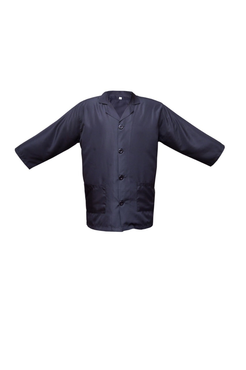 Professional Barber Jacket  - Coat Collar - 5-Buttons - Quarter Sleeve - Black