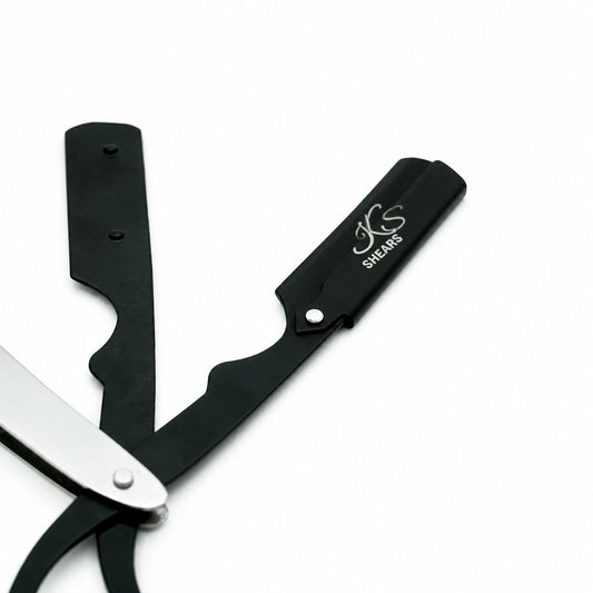 Barber Razor - Straight Edge Razor - Black Coated - Polish Handle