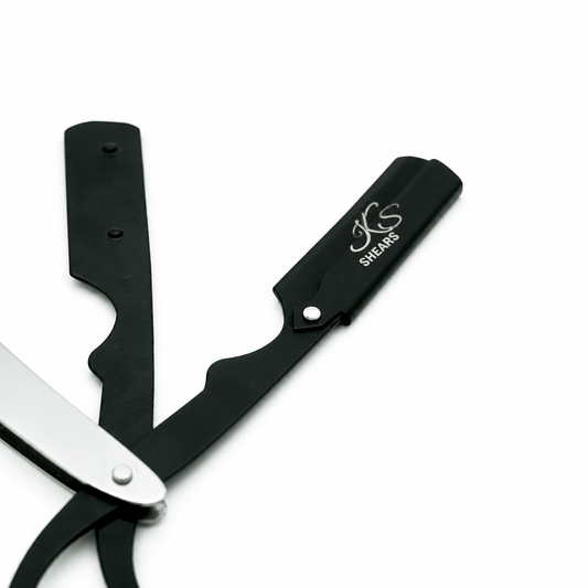 Barber Razor - Straight Edge Razor - Black Coated - Polish Handle