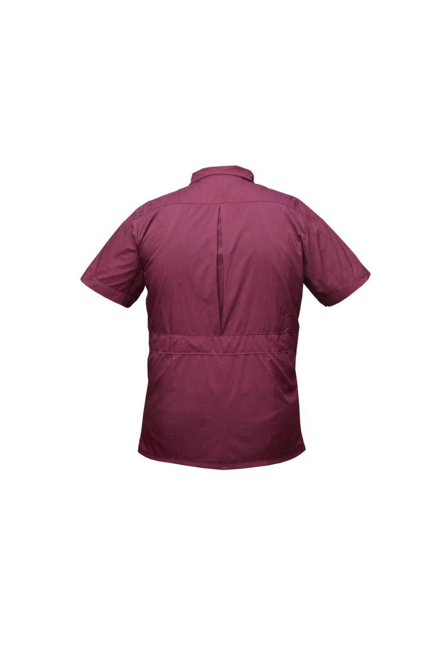 Professional Barber Jacket - Collar - Full Zipper - Maroon - Barber Stylish Look