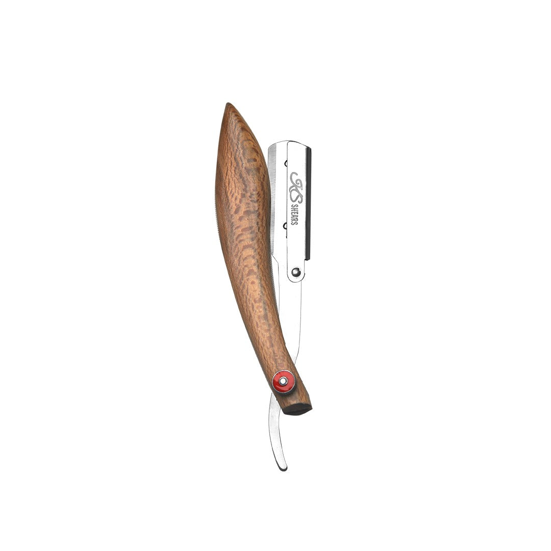Professional Straight Edge Razor - Wooden Handle - Adjustable Screw