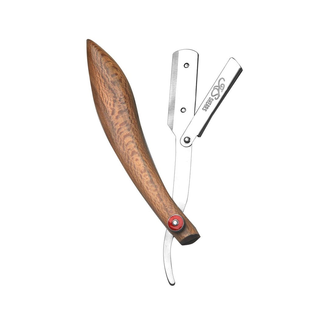 Professional Straight Edge Razor - Wooden Handle - Adjustable Screw