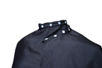 Professional Barber Black Cape - White Plastic Buttons - Super Soft Quality Fabric