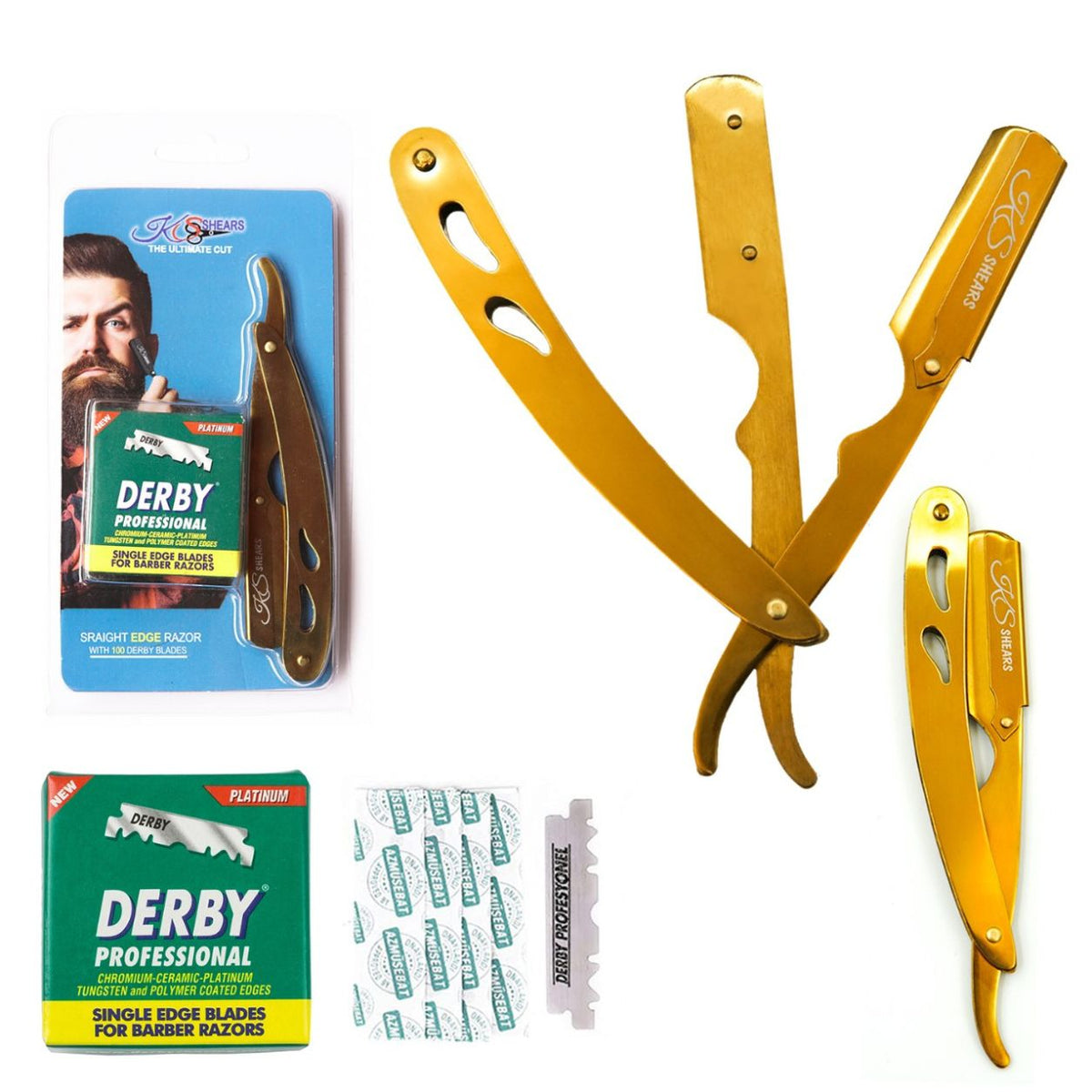 Straight Edge Razor - Barber Razor - Gold Color