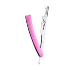 Professional Straight Edge Razor - Pink Coated Handle - Stainless Steel Edge Razor