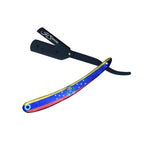 Professional Straight Edge Razor - Flag Coated Handle -Black Stainless Steel Edge