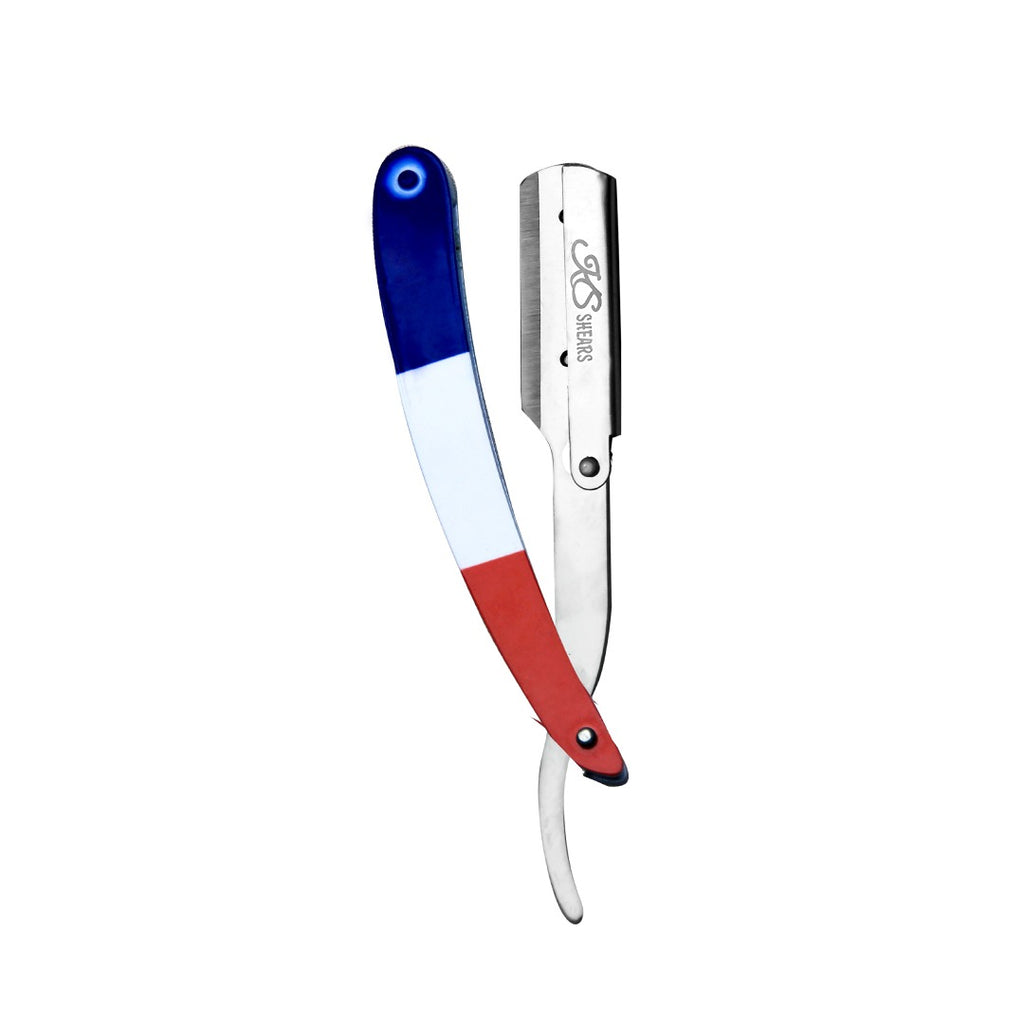 Professional Straight Edge Razor - French Flag Handle - Sharp Edge Razor