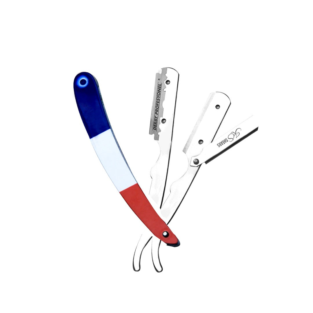 Professional Straight Edge Razor - French Flag Handle - Sharp Edge Razor