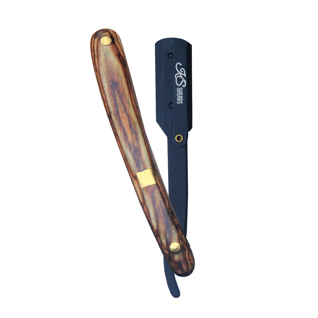 Professional Antique Designed Edge Razor - Wooden Handle Black -  Stainless Steel Edge