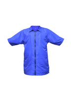 Professional Barber Jacket - Collar - Full Zipper - Royal Blue - Fine Quality Fabric