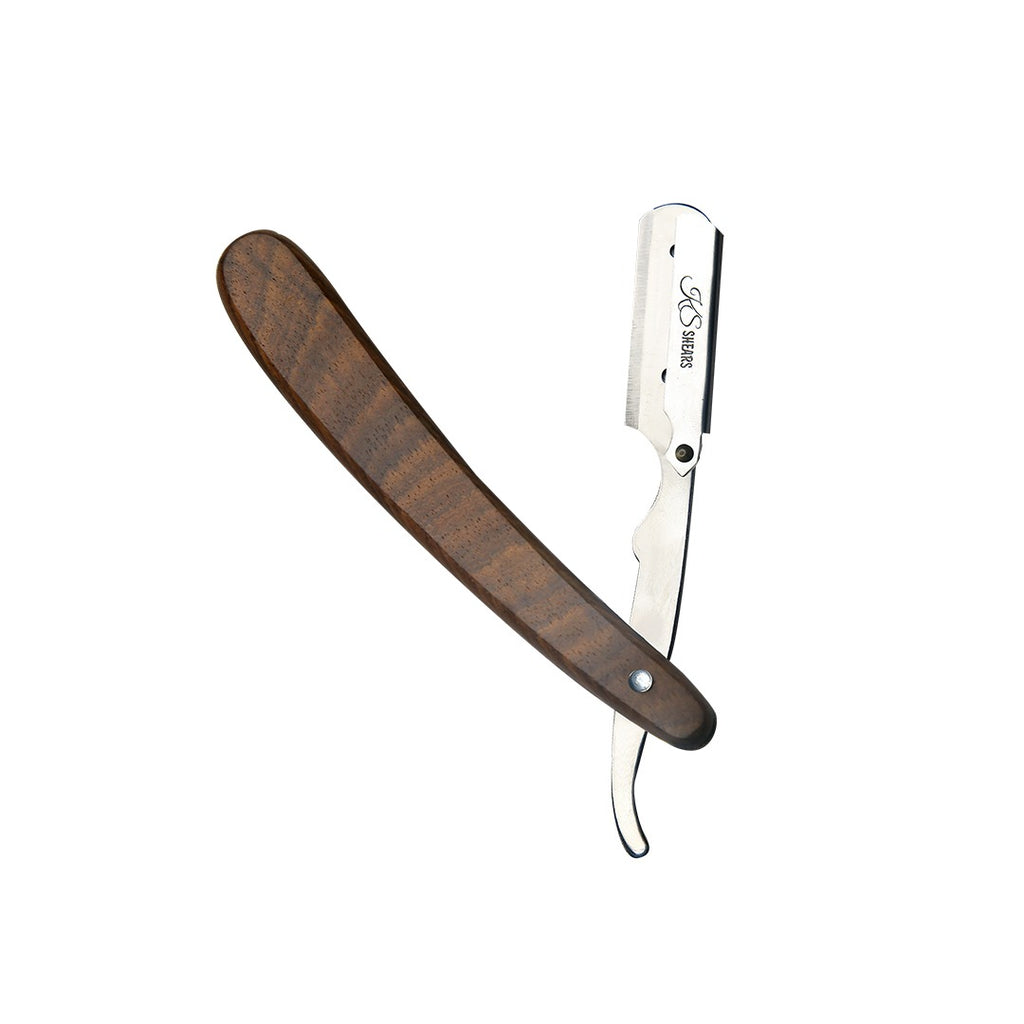 Professional Straight Edge Razor - Wooden Handle - Stainless Steel - B ...