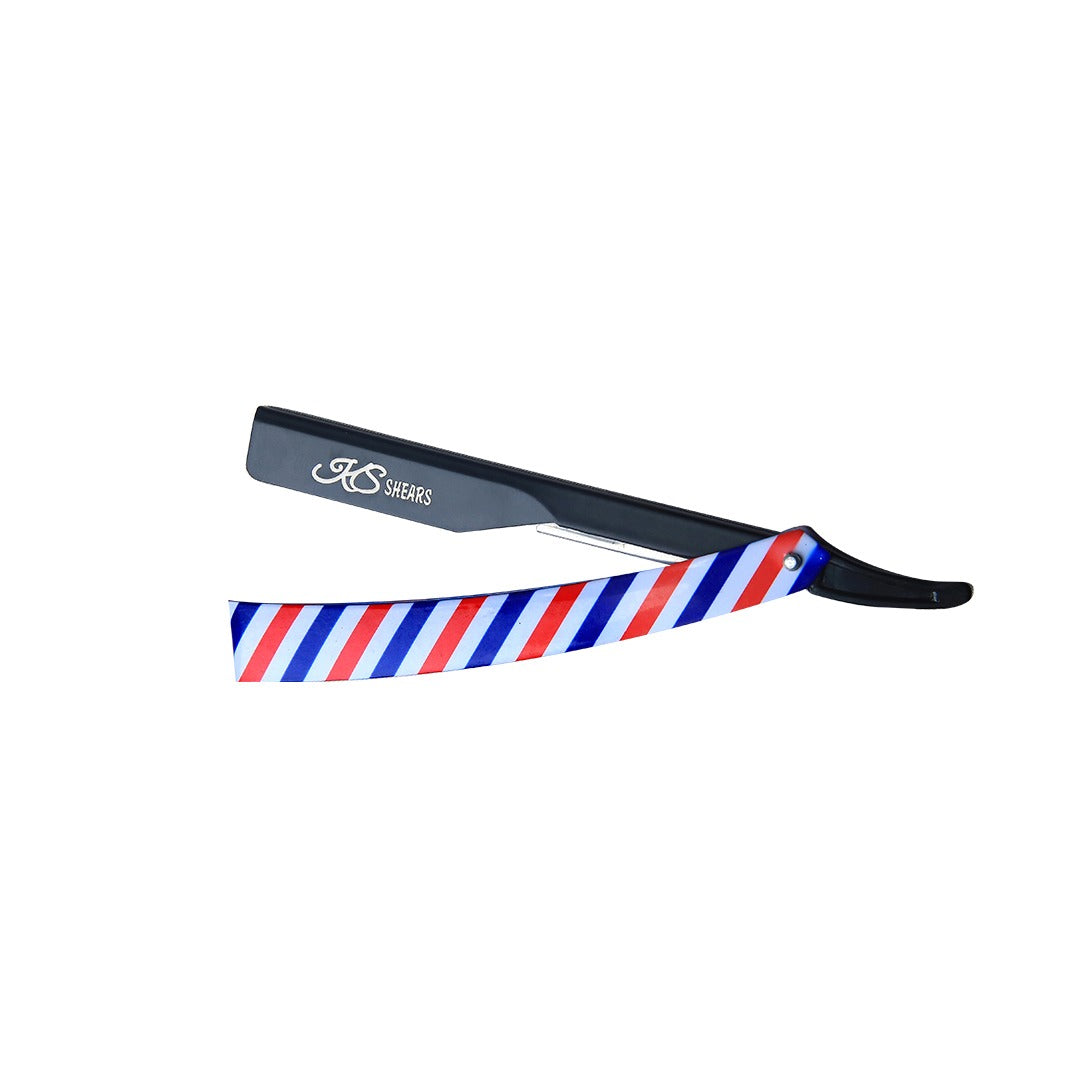 Professional Straight Edge Razor - Printed Handle - Black Stainless Steel Edge Razor