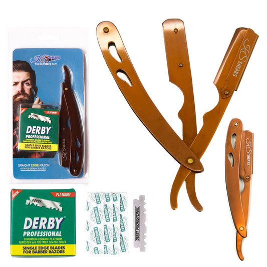 Professional For Barber - Straight Edge Razor - Bronze Color - Barber Razor