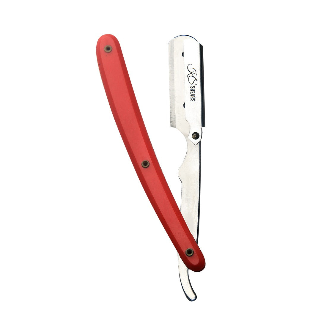 Professional Straight Edge Razor - Red Plastic Handle - Best For Barber