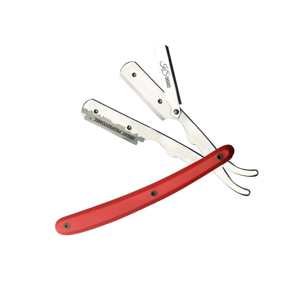 Professional Straight Edge Razor - Red Plastic Handle - Best For Barber