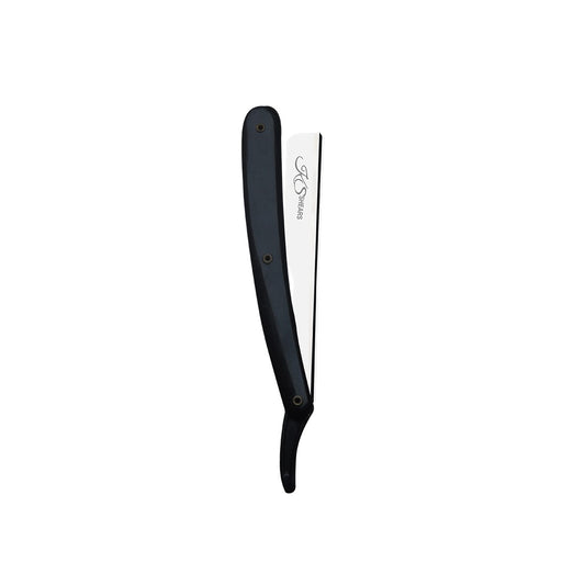 Professional Straight Edge Stainless Steel Razor - Black Plastic Handle