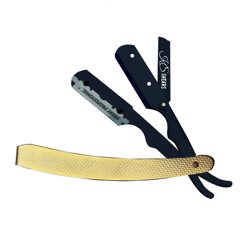 Gold Straight Razer Professional Straight Edge Razor - Gold Handle - Dotted Handle - Styli ...