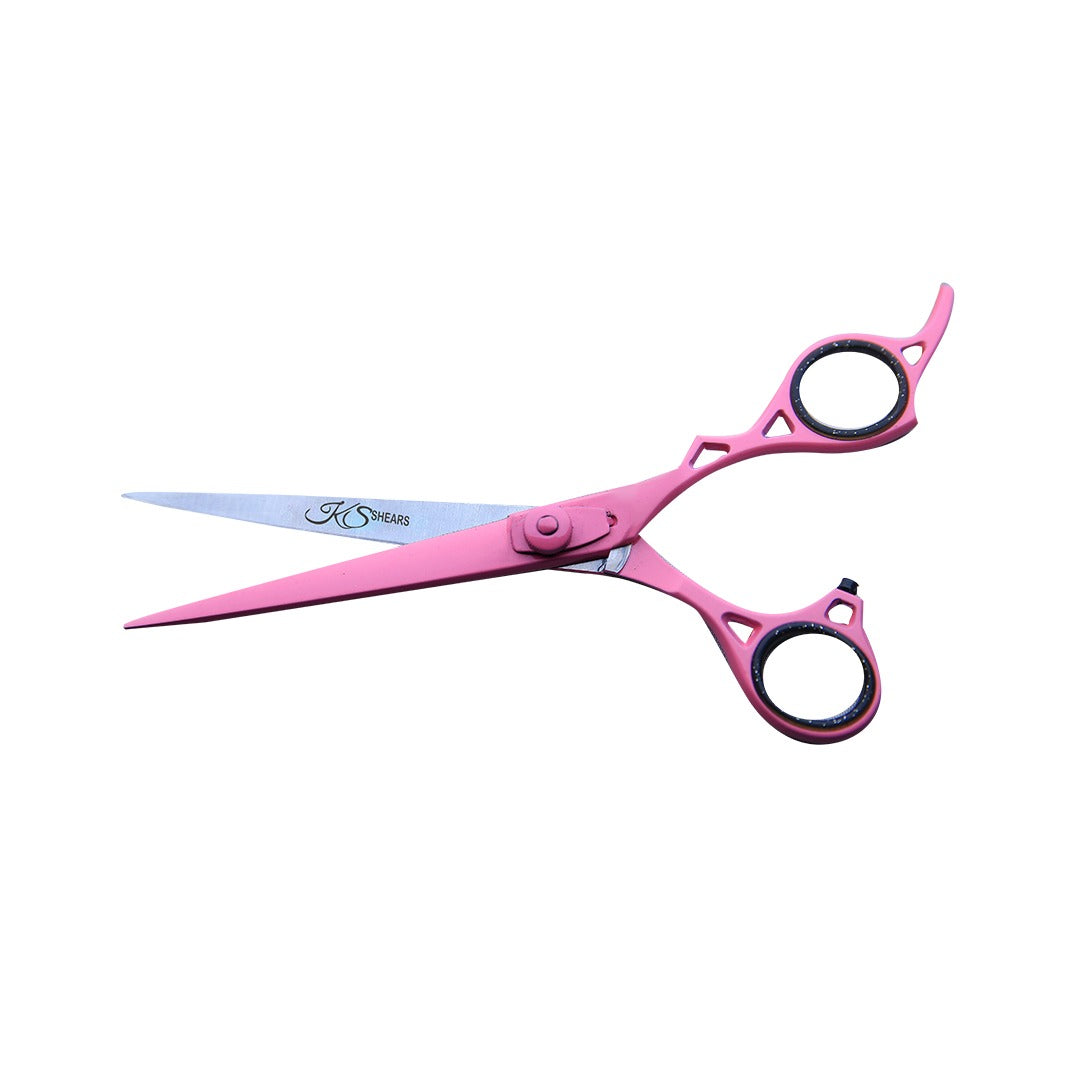KS Professional Straight Edge Shear - 6.5 Inch - Stainless Steel - Pink Coated - Adjustable Screw