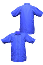 Professional Barber Jacket - Collar - Full Zipper - Royal Blue - Fine Quality Fabric