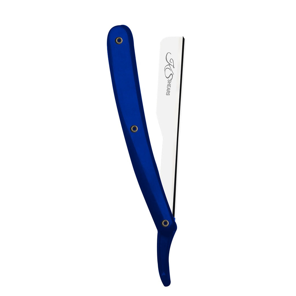 Professional Straight Edge Razor - Blue Plastic Handle - Barber Razor Holder