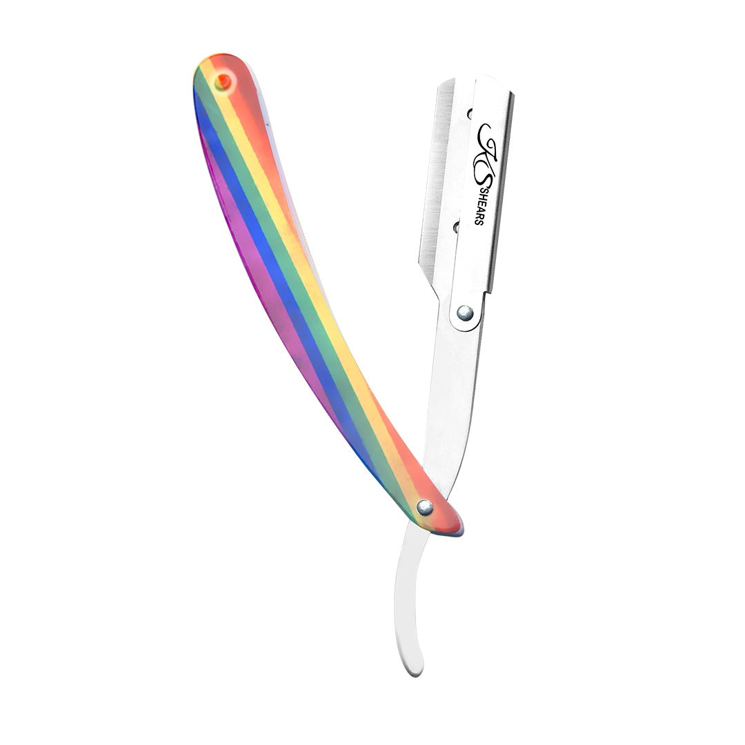 Professional Straight Edge Razor - Coloured Coated Handle - Stainless Steel Edge