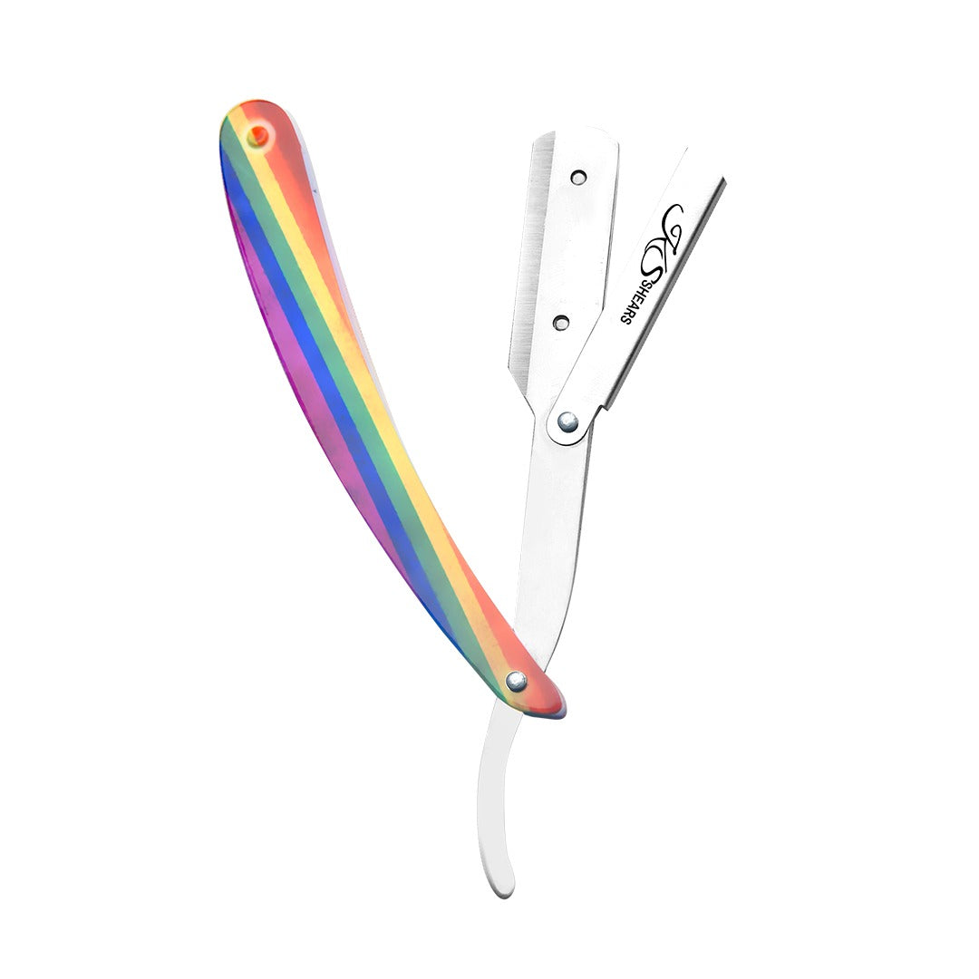 Professional Straight Edge Razor - Coloured Coated Handle - Stainless Steel Edge