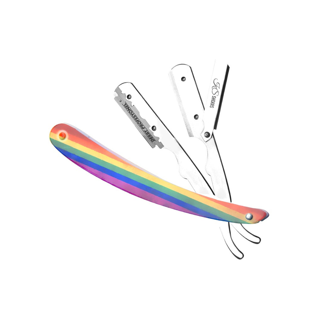 Professional Straight Edge Razor - Coloured Coated Handle - Stainless Steel Edge