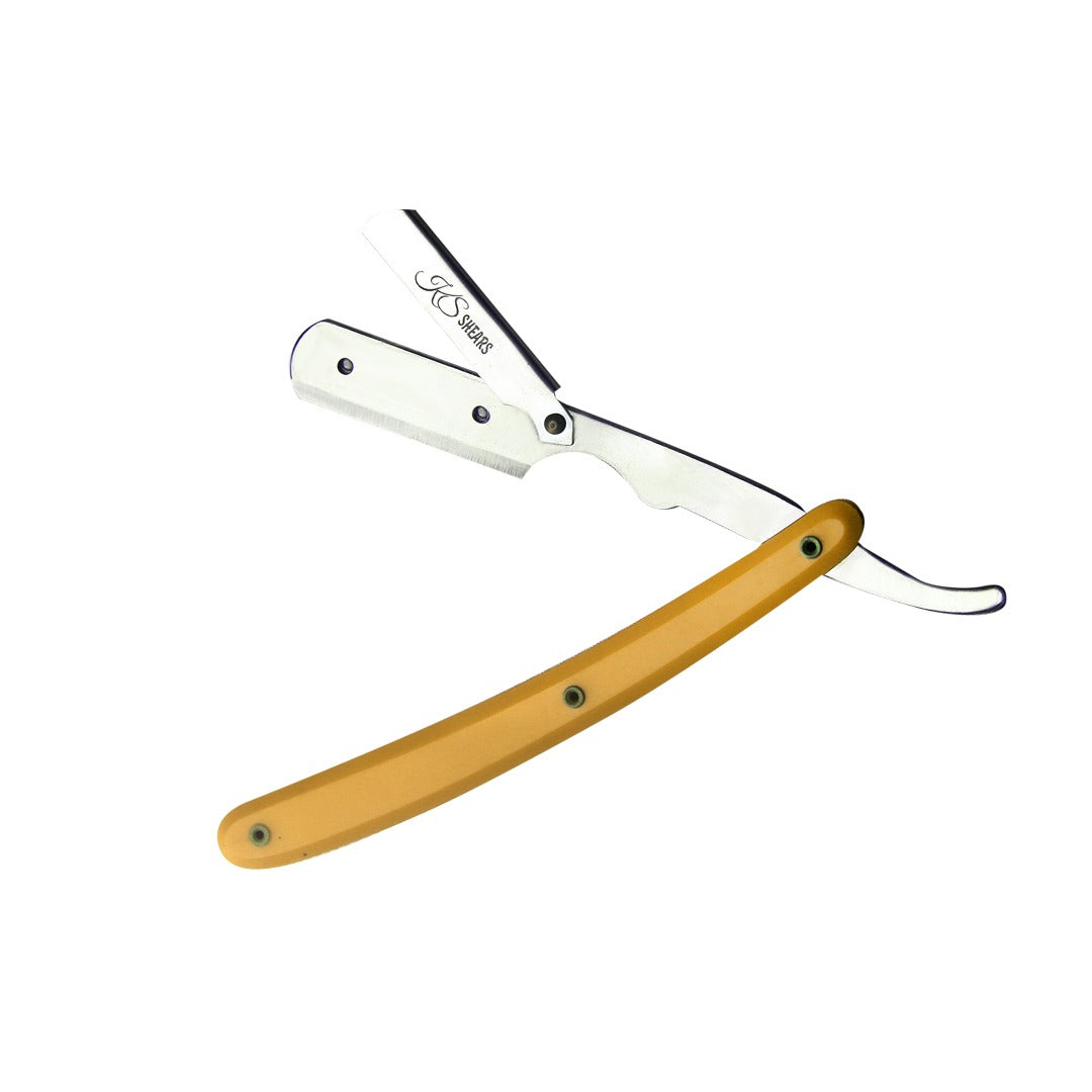 Professional Straight Edge Razor - Yellow Plastic Handle - Best For Barbers