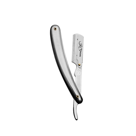 Professional Straight Edge Razor - Designed Plastic Handle - Black Grey Handle