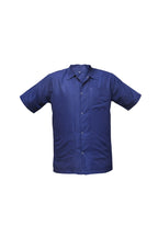Professional Barber Jacket - Collar - Snap Button - Navy - Short Sleeve