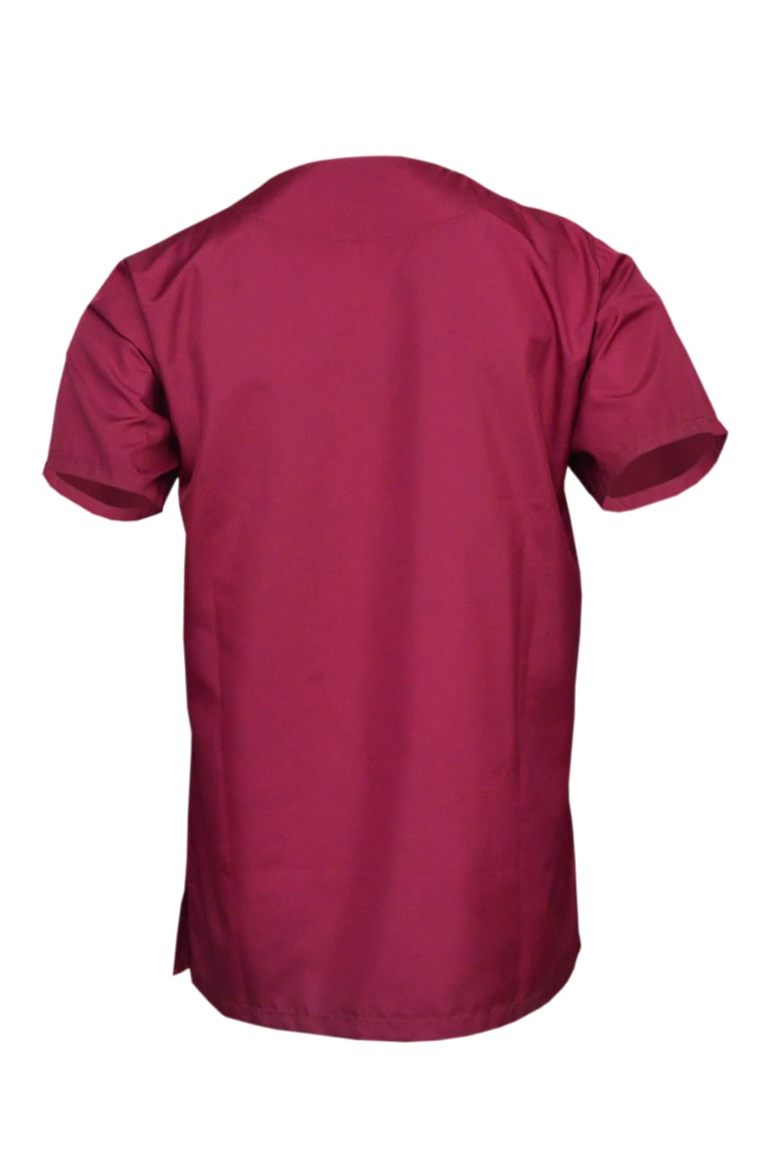 Professional Barber Burgundy Shirt - V-Neck - Fine Quality Fabric