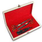 Combo Box - 6.5 Inch Professional Edge Shear + 6.5 Inch Barber Hair Thinning Shears + Straight Edge Razor (Black)