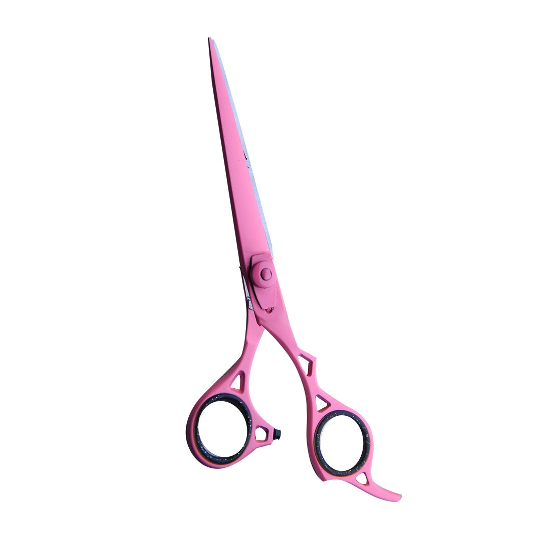 KS Professional Straight Edge Shear - 6.5 Inch - Stainless Steel - Pink Coated - Adjustable Screw