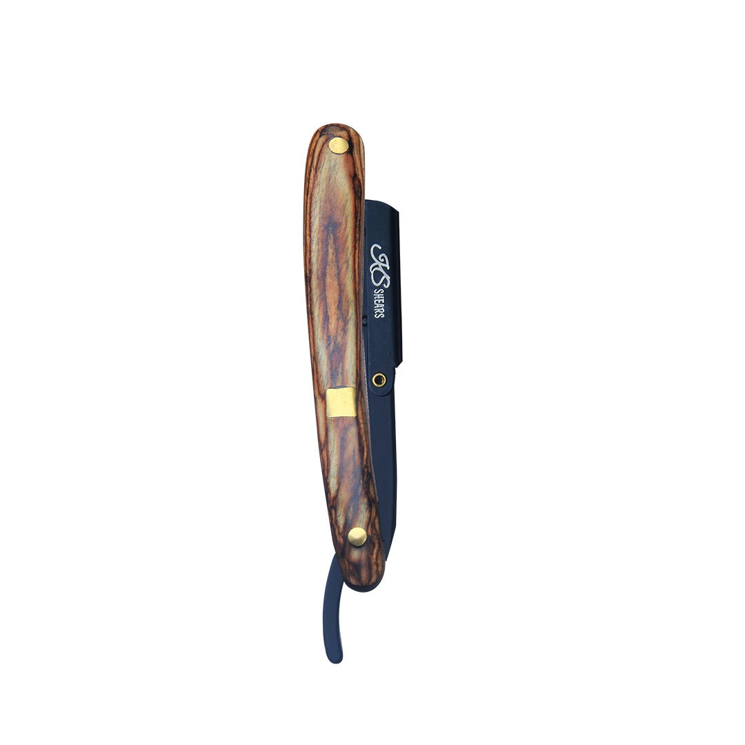 Professional Antique Designed Edge Razor - Wooden Handle Black -  Stainless Steel Edge